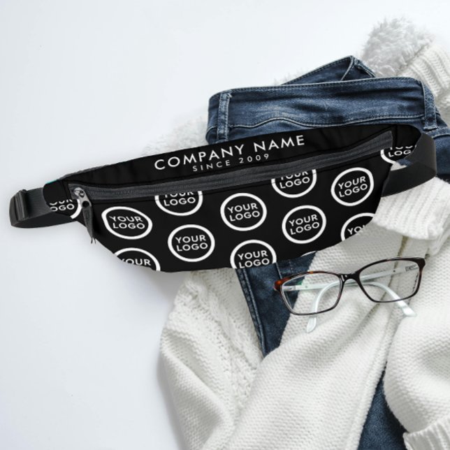 Chic Black White Promotional Brand Logo Pattern Fanny Pack (Creator Uploaded)