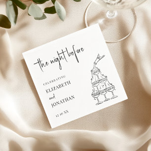 Chic Black White Rehearsal Dinner Champagne Tower Napkins
