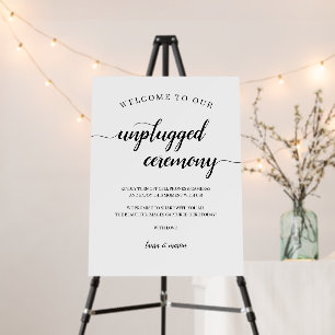 Chic Black & White Script Unplugged Ceremony Sign