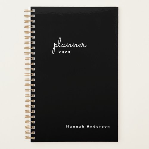 Chic Black White Script Weekly Monthly Non Dated P Planner