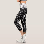 Chic Black White Small Polka Dots Pattern Fashion Capri Leggings<br><div class="desc">Custom, retro, cool, cute, chic, stylish, trendy, breathable, comfortable, custom made, hand sewn, white polka dots on black pattern womens high-wasted capri-length fashion travel workout sports yoga gym running active wear leggings, that stretches to fit your body, hugs in all the right places, bounces back after washing, and doesn't lose...</div>