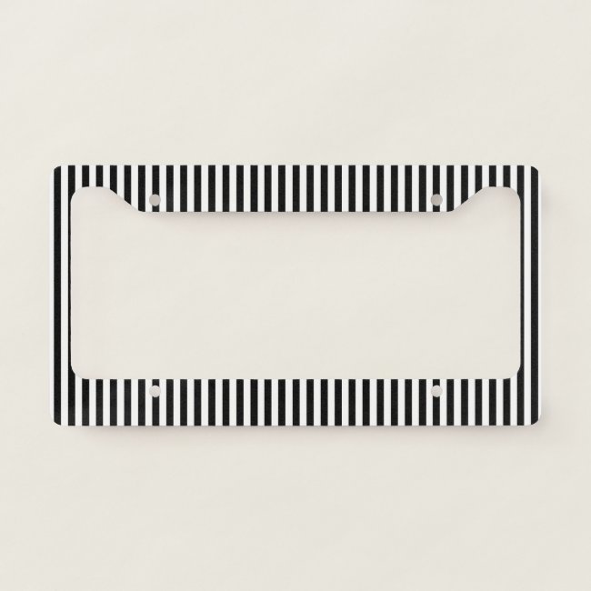 Chic Black White Stripe Design License Plate Frame