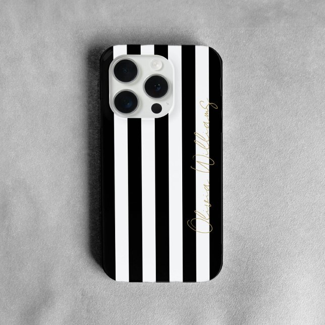 Chic Black White Stripe Pattern Simple Modern Look Case-Mate iPhone Case (Creator Uploaded)