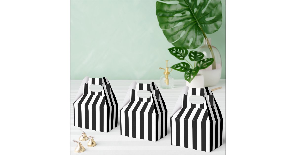 Chic Black White Stripe Pattern Simple Modern Look Favor Boxes | Zazzle