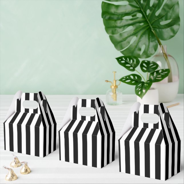 Chic Black White Stripe Pattern Simple Modern Look Favor Boxes (Multiple)