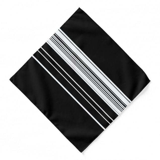 Chic black white striped  bandana (Front)