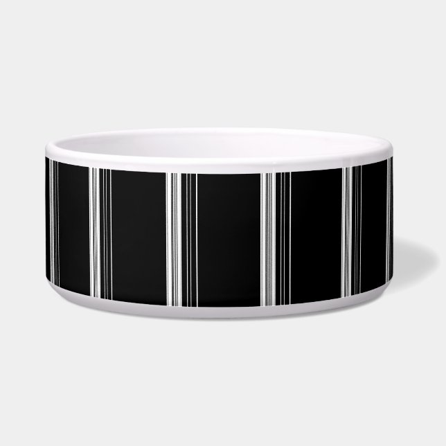 Chic black white striped  bowl (Front)