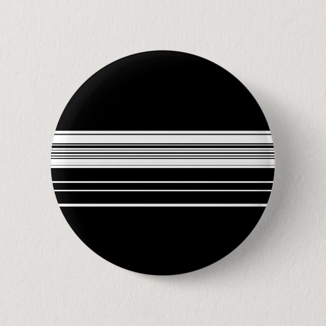 Chic black white striped  button (Front)