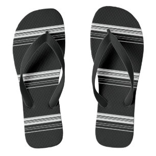 Chic black white striped  flip flops