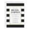 Chic Black White Striped Gold Bridal Shower Invite