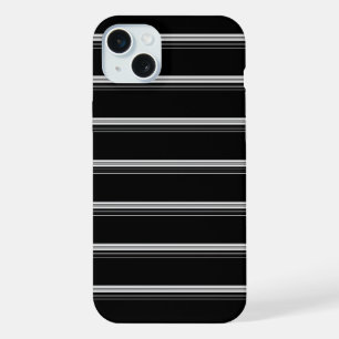Chic black white striped  iPhone 15 plus case