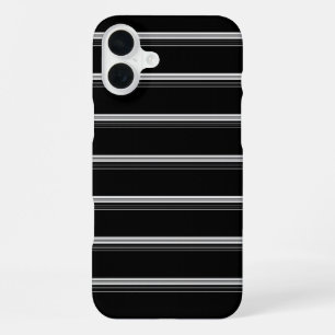 Chic black white striped  iPhone 16 plus case