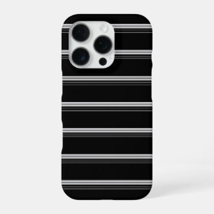 Chic black white striped iPhone 16 pro case