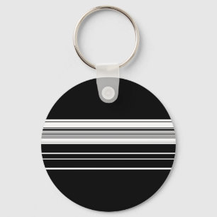 Chic black white striped  keychain