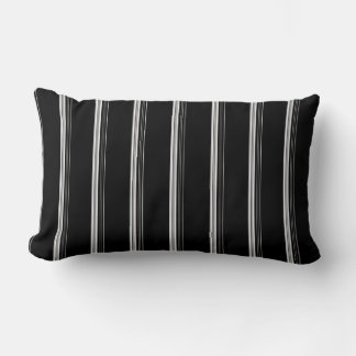 Chic black white striped lumbar pillow