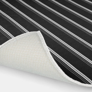 Chic black white striped  outdoor rug
