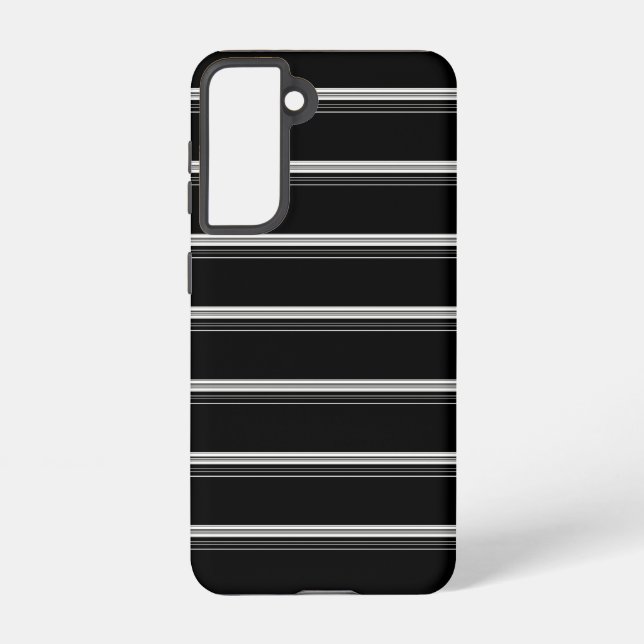 Chic black white striped  samsung galaxy case (Back)