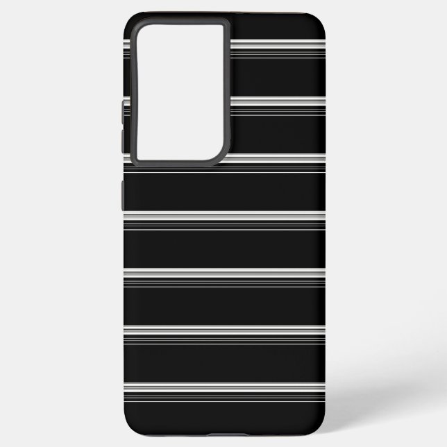 Chic black white striped  samsung galaxy case (Back)