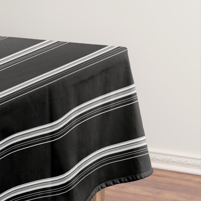 Chic black white striped  tablecloth (In Situ)
