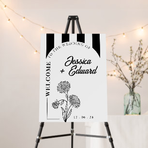 Chic Black White Striped Wedding Chic Birth Flower Foam Board