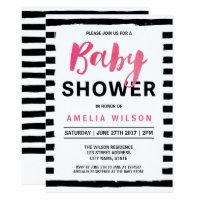Chic Black & White Stripes Baby Shower Invitation