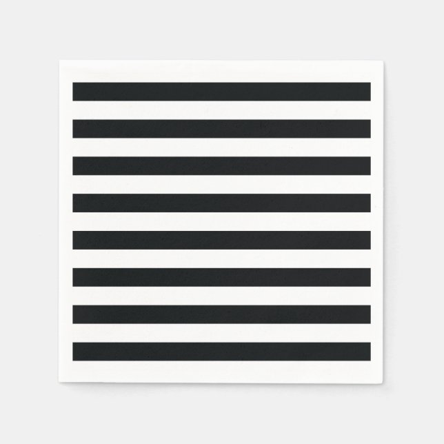 Chic Black & White Stripes Napkins (Front)