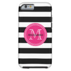 Chic Black & White Stripes Personalized Monogram
