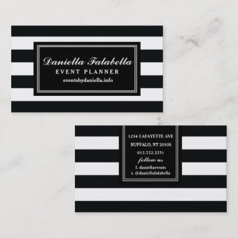 Chic Black &amp; White Stripes Professional Template Business Card | Zazzle