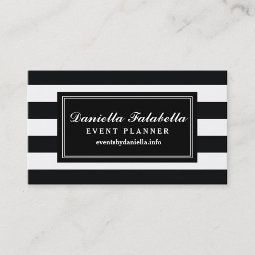 Chic Black  White Stripes Professional Template Business Card