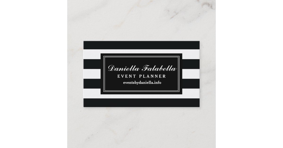 Chic Black &amp; White Stripes Professional Template Business Card | Zazzle