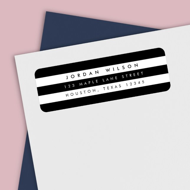 Chic Black & White Stripes Return Address Label (Creator Uploaded)