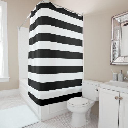 Chic Black  White Stripes Shower Curtain