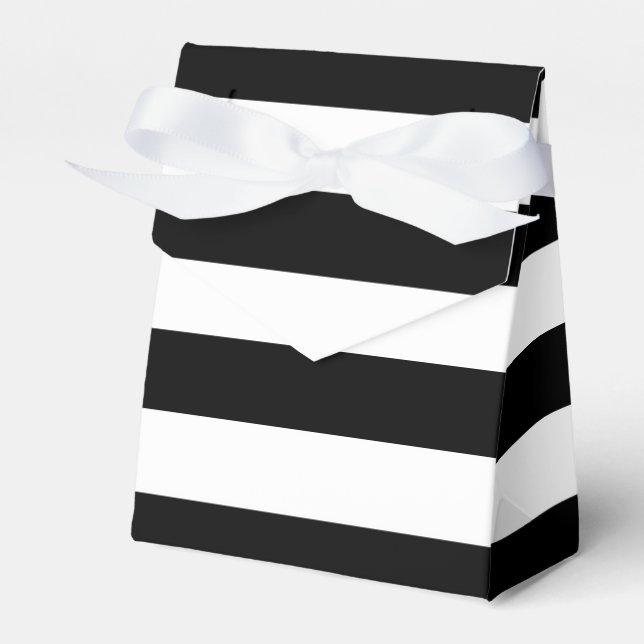 Chic Black & White Stripes Striped Birthday Party Favor Boxes (Front Side)
