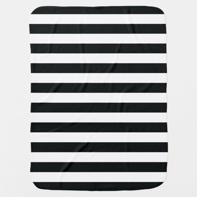 Chic Black & White Stripes Swaddle Blanket (Front)