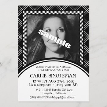 Chic Black White Teen Tween Birthday Party Invitation by PartyHearty at Zazzle