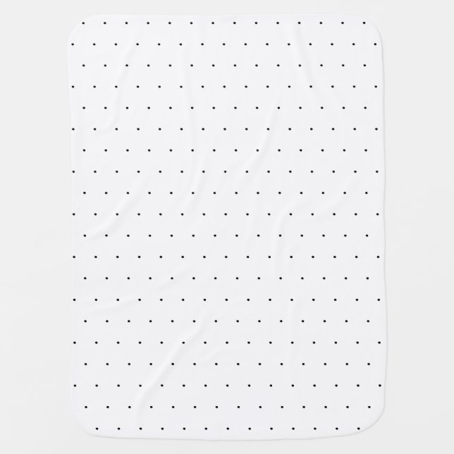 Chic black white tiny polka dots pattern cute baby blanket (Front)