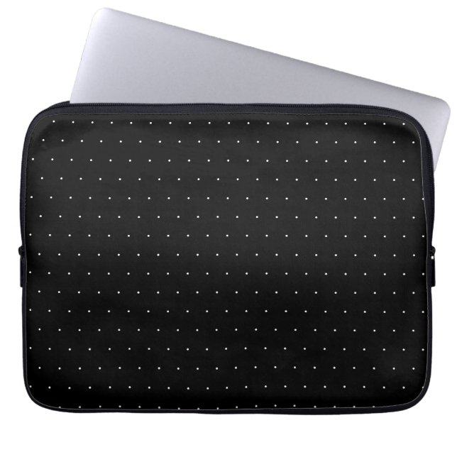 Chic black white tiny polka dots pattern cute laptop sleeve (Front)