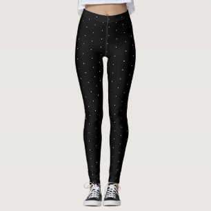 Chic black & white tiny polka dots pattern cute  leggings