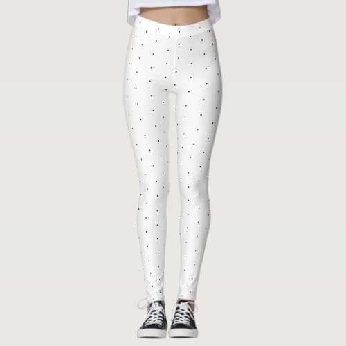 Chic black white tiny polka dots pattern cute leggings