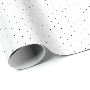 Chic black white tiny polka dots pattern gift wrapping paper