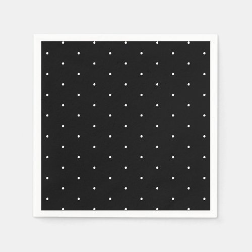 Chic black white tiny polka dots pattern paper napkins