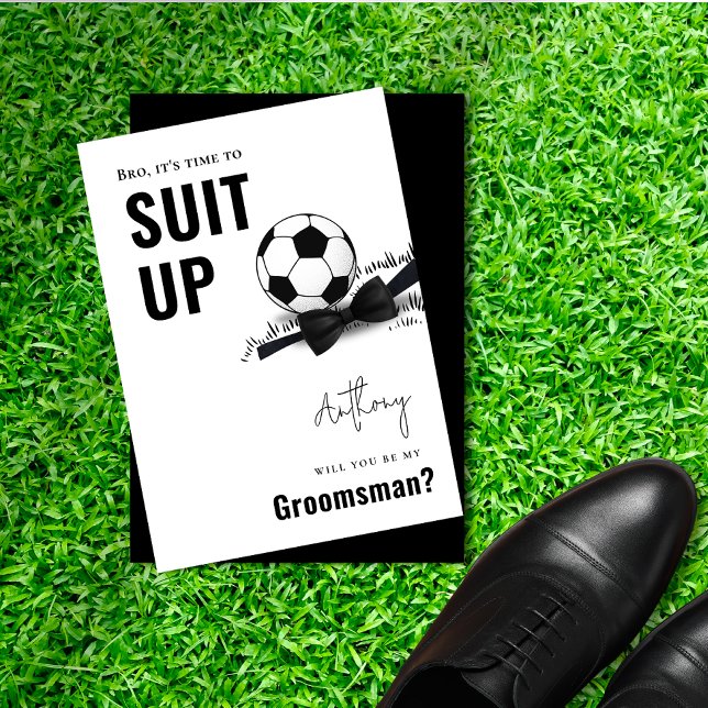 Chic Black & White Tuxedo Suit Up Soccer Groomsman Invitation (Chic Black & White Tuxedo Suit Up Soccer Groomsman Invitation)