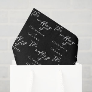 Chic Black White Typography Personalized Wedding Tissue Paper