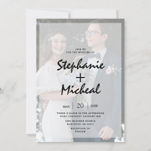 Chic Black & White Vellum Effect Photo Wedding Invitation