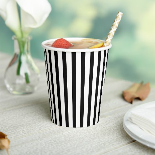 Chic Black white vertical stripes pattern modern Paper Cups