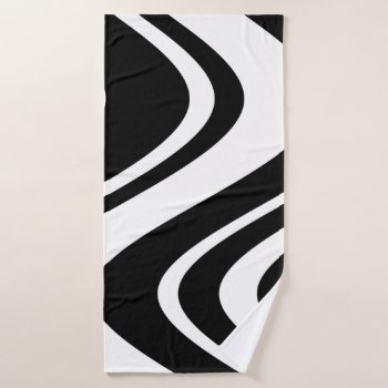 Chic Black & White Wavy Stripe Zebra Fashionable Bath Towel Set by inkbrook at Zazzle