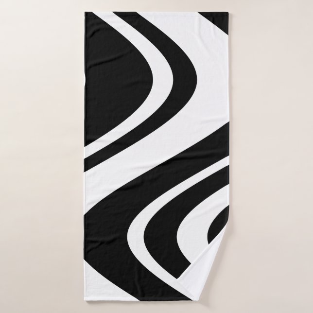 Chic Black & White Wavy Stripe Zebra Fashionable Bath Towel Set (Bath Towel)