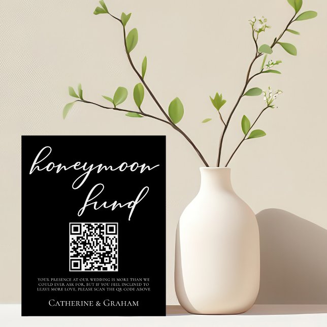 Chic Black White Wedding Honeymoon Fund Foam Board (Creator Uploaded)