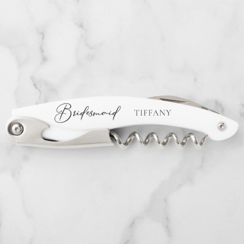 Chic Black White Wedding Modern Custom Bridesmaid Waiters Corkscrew