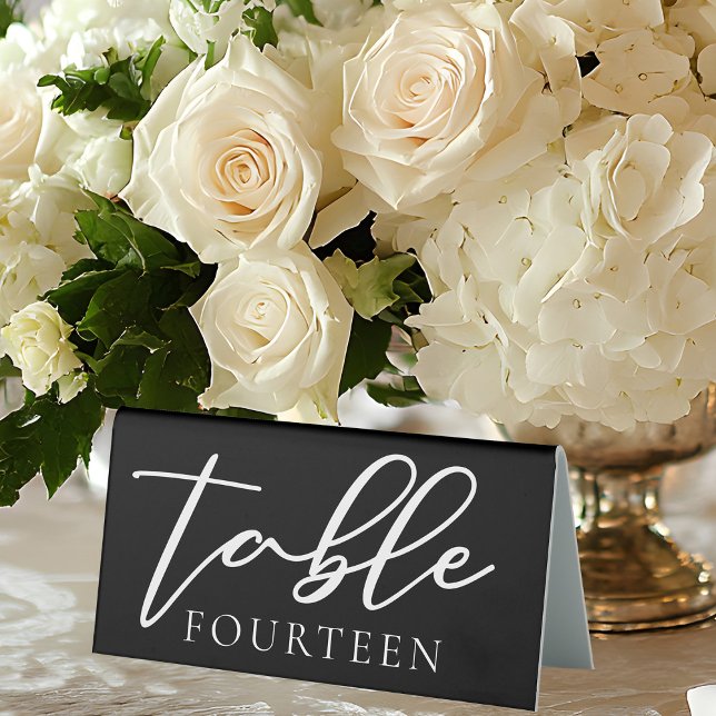 Chic Black White Wedding Table Number Table Tent (Creator Uploaded)